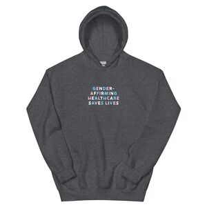🏳️‍⚧️ Gender-Affirming Healthcare Saves Lives Gildan Hoodie Size Large